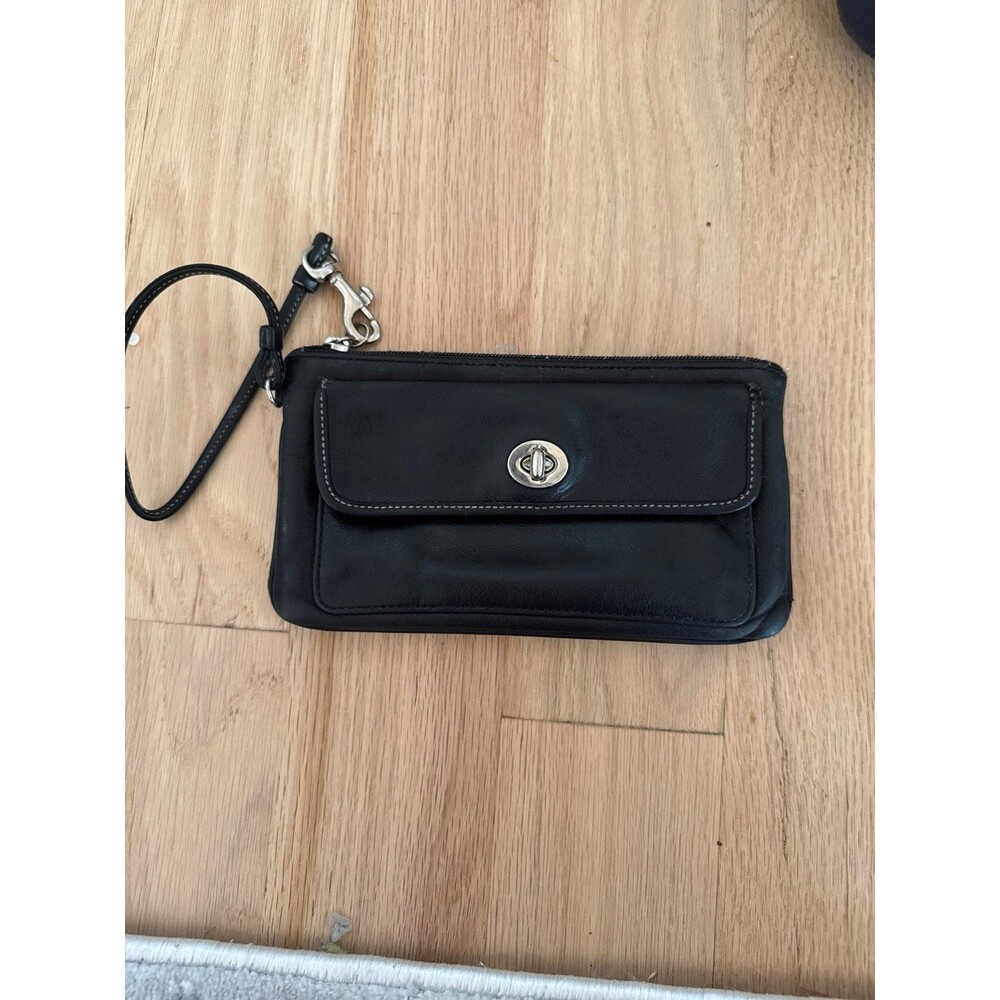 Coach black leather Wristlet